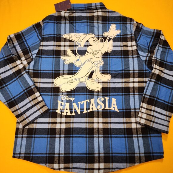cakeworthy Tops - Cakeworthy Disney Fantasia Flannel Sorcerer's Apprentice Blue Unisex 2XL NEW
